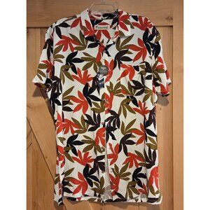 New! Men XL Coconut Connection Short Sleeve Poolside Button Down Shirt Tropical